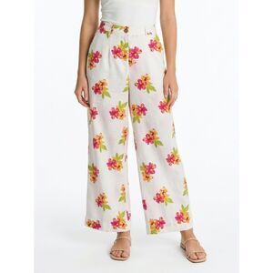 Rip Curl Cabana Pink & Yellow Floral Linen Blend Trousers Size L